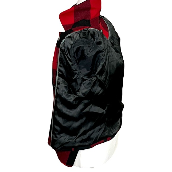 J. Crew Buffalo Red And Black Bold Plaid Wool Double Breasted Pea Coat Size 2 - Picture 10 of 11